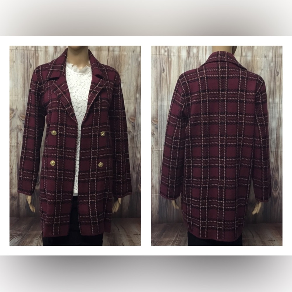 ANNE KLEIN Plum Purple Open Front Jacket